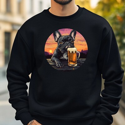 Bulldog Drinking Beer Sweatshirt Cosy and Perfect for Any Occasion S to 4XL