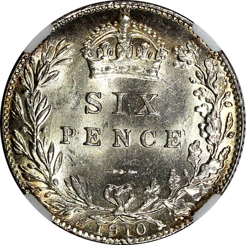 GREAT BRITAIN Edward VII Silver 1910 6 Pence NGC MS62 Light Toned KM# 799 (50) - Picture 5 of 5