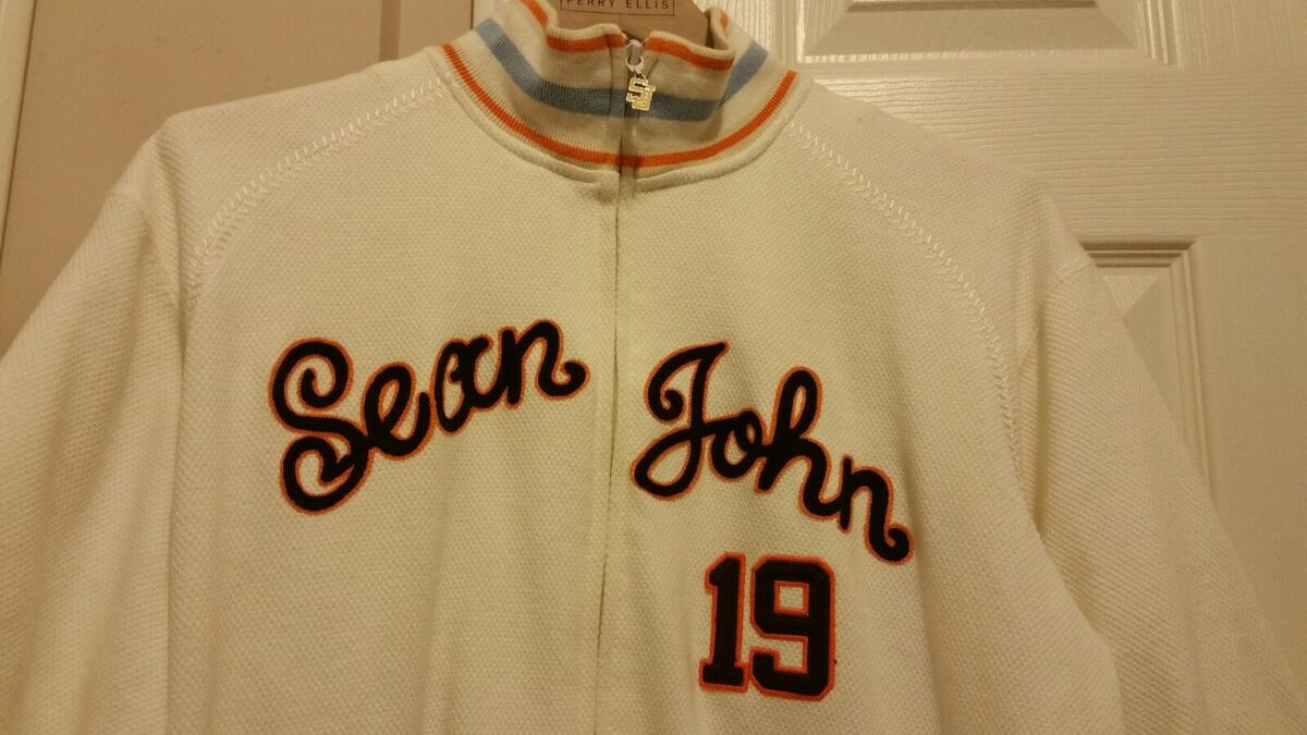 Sean John Shirt Jacket White Med Track Jersey Short Sleeve Sean John Shirt Jacket White Med Track Jersey Short Sleeve