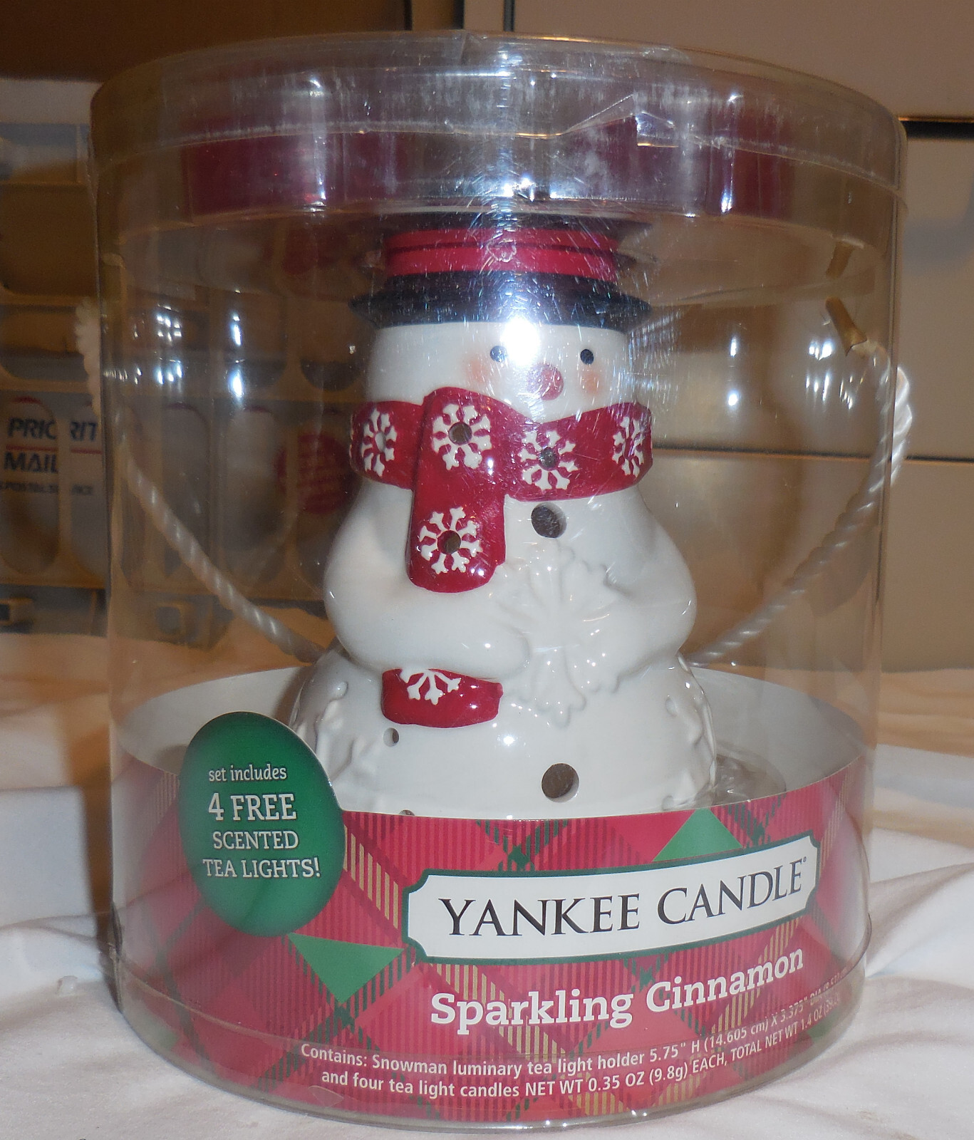 1 Yankee Candle Sparkling Cinnamon Snowman New Package 2015 tea lights