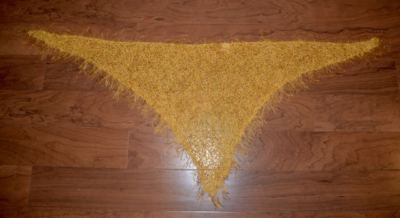 Hand Knit Fur Ever Triangle, Scarf, Gold, NWOT