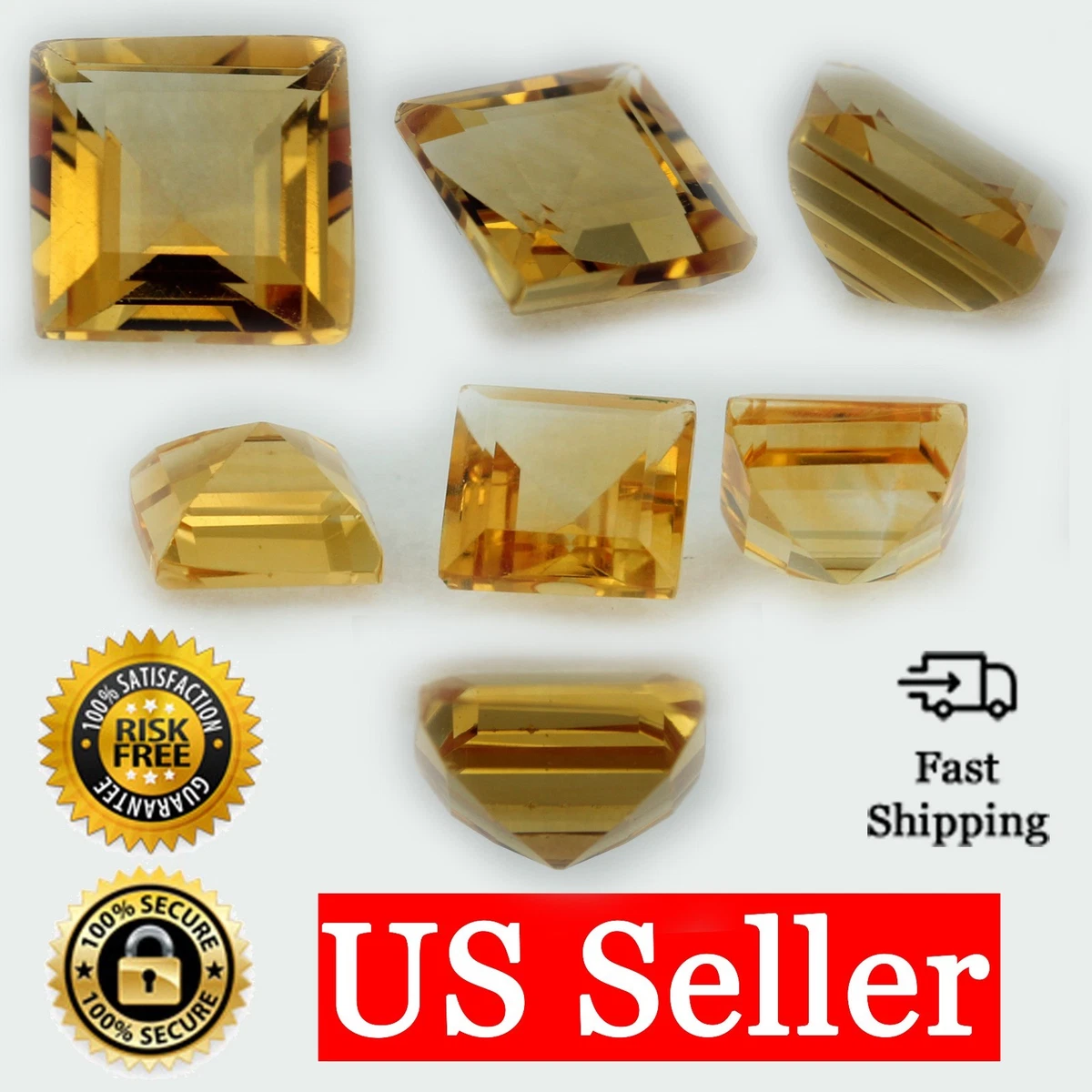 Loose Princess Cut Genuine Natural Citrine Stone Single Yellow Birthstone Shape