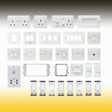 Hager Sollysta range of Sockets and Switches in White.