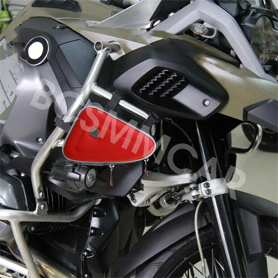 Bolsa de almacenamiento de sillín roja estuche de montaje bolsa accesorios para protector de motor de motocicleta Foto 4 de 4