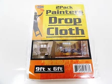2 Drop Cloths Plastic Painting Cloth 9'x6' Painters Clear Table Cover For Paint