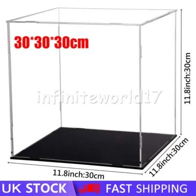 30*30*30cm Acrylic Display Case Dustproof Box Perspex Clear Collectibles Model