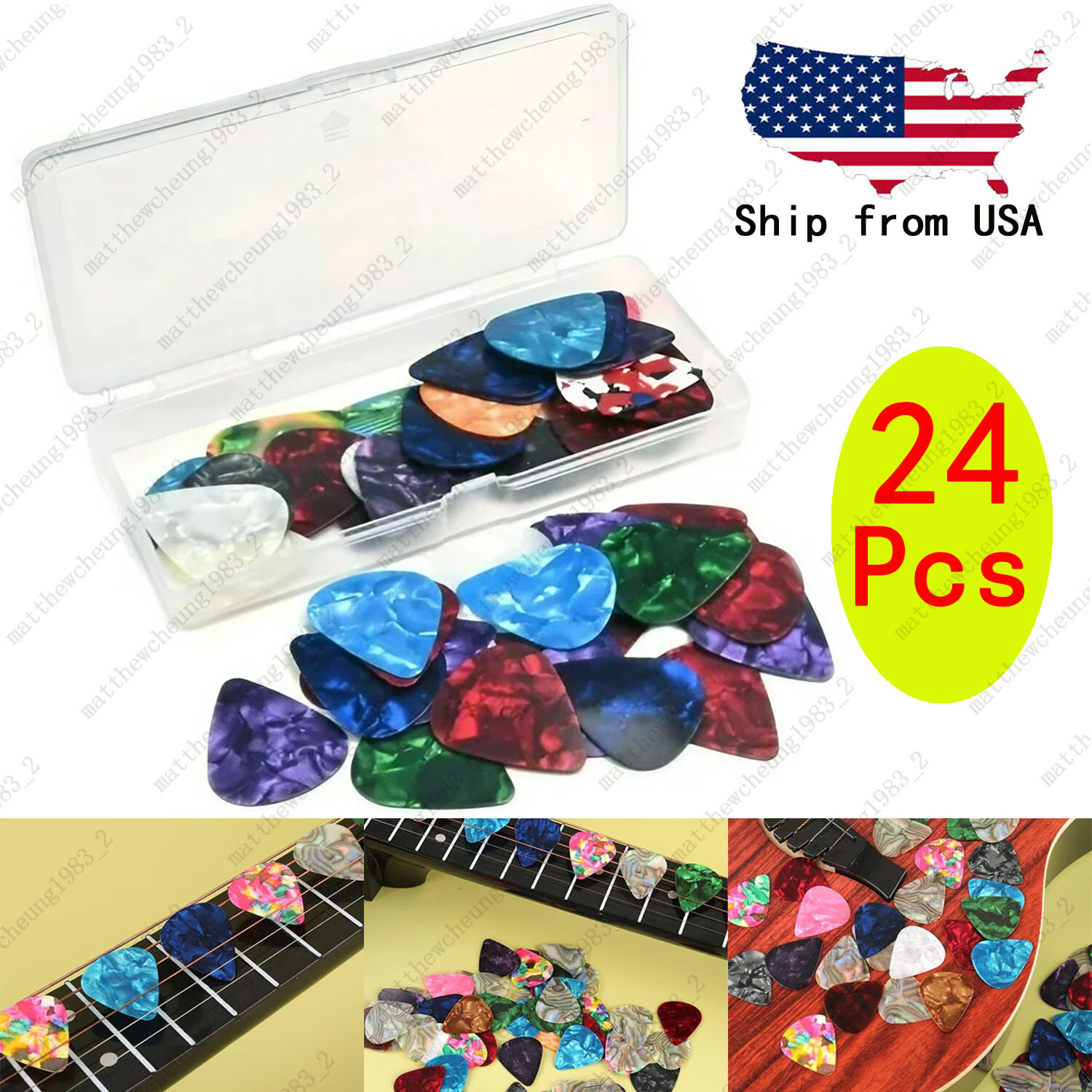 Plettri Per Chitarra In Celluloide 0.46mm - Confezione Da 1 Pezzo - Multicolore Assortiti