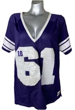 Victorias Secret Pink Bling Washington Football Jersey Top Crew Shirt Size Large