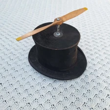 Antique Beaver Top Hat 1890-1920 Victorian Style Cap w/ Custom Spinner Black