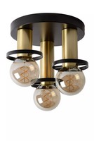 Deckenlampe Metall Schwarz Gold Flur BüRo Ø30 Cm E27 3-Flammig Retro Deckenlampe