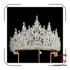 4" Tall Tiara Baroque Alloy Crystal Crown for Women - Rhinestone Silver
