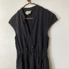 Anthropologie Maeve Odilia Black Button Tie V-neck Mini Dress Size Small