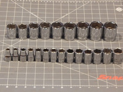Snap On Metric 1/2'' Drive Shallow Socket Set 10MM 32MM 6Pt 6 Point Dr 23Pc 23 Pc