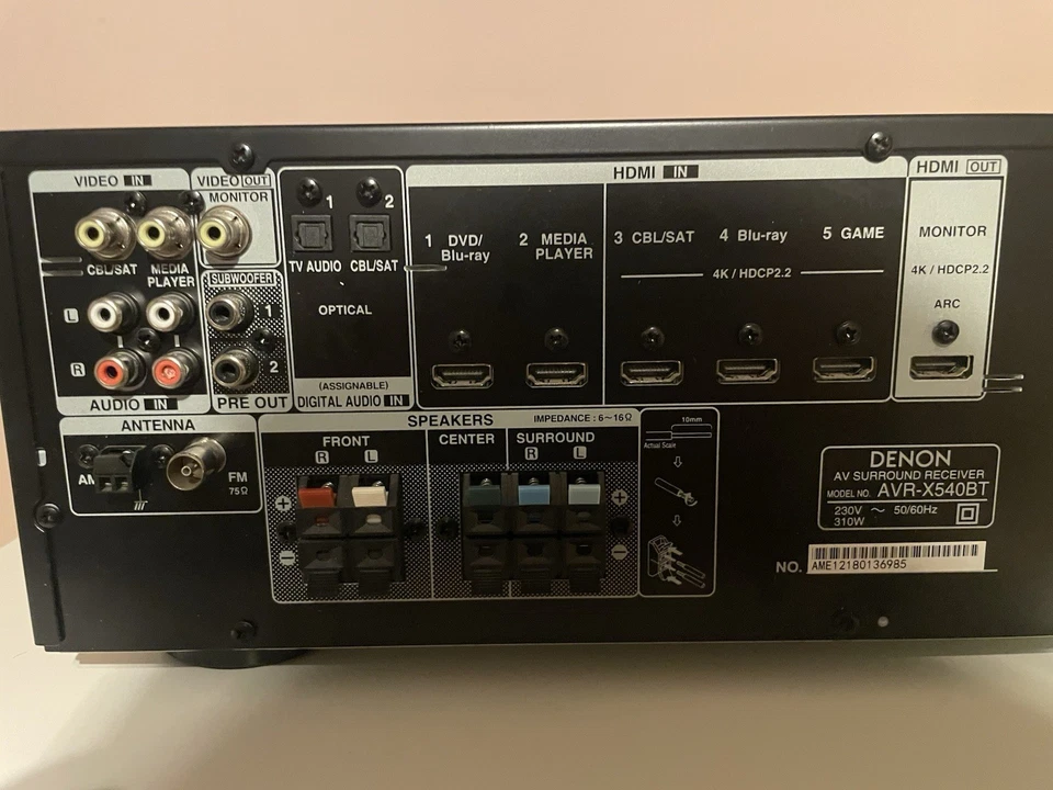 Denon AVR-X540BT 5.2-KANAL-AV-RECEIVER, Bluetooth, Schwarz - Bild 3 von 4