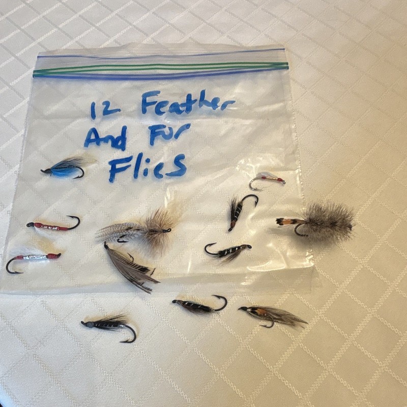 Vintage Assortment of 12 Feather & Fur Fishing Flies