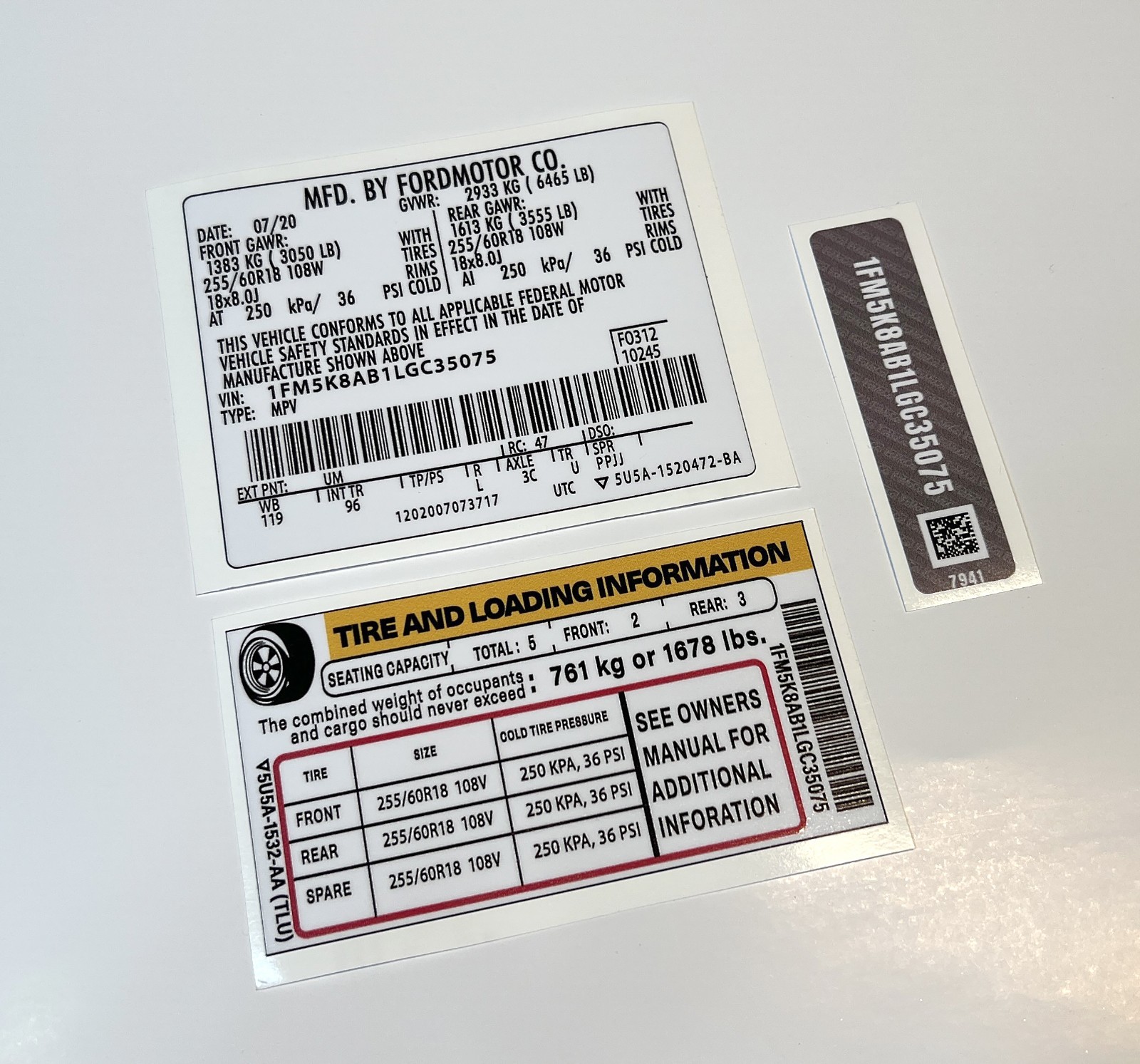Automotive VIN ID Label Replacement Stickers – Vehicle Identification ...