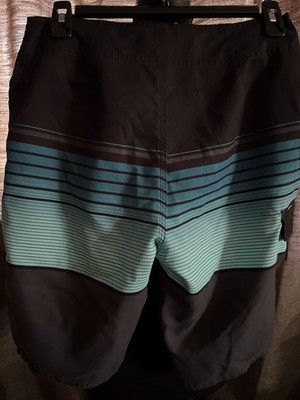 O'Neill Men s Board Shorts Size 28 Black Blue Striped Drawstring