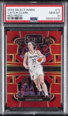 2024 PANINI SELECT WNBA RED PRIZM #72 CAITLIN CLARK 8/149 PSA 10