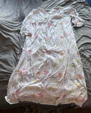 Lanz of Salzburg Floral Nightgown Cotton Lace Trim Button Front L