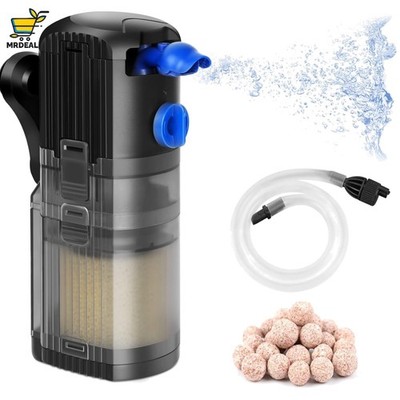 Aquarium Filter 3-in-1 500L/h Wasserpumpe Wasserfilter Innenauslass