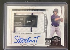 2022 Leaf Trinity Patch Autographs Sterlin Thompson Nike Jersey Tag Silver 61/99