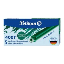 Pk/5 Pelikan 4001 Giant Fountain Pen Ink Cartridges GTP/5, Dark Green