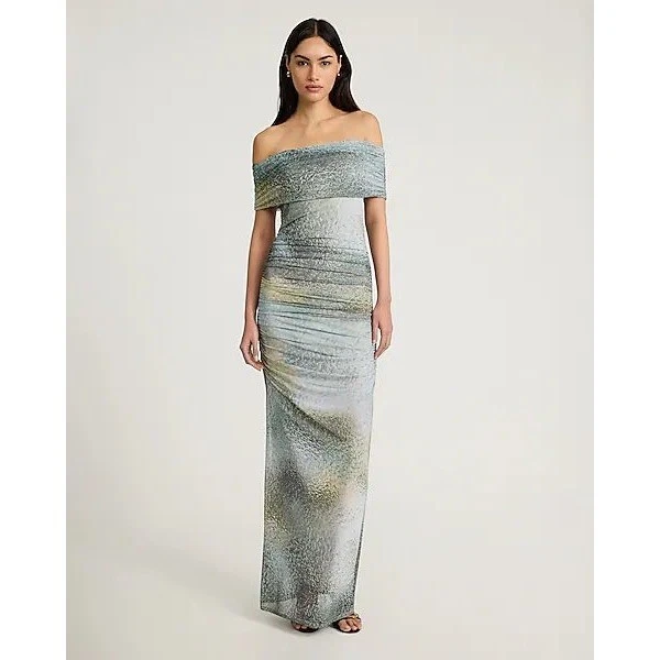 off shoulder mermaid dress pattern Off-Shoulder Sequin Pleated Mermaid Dress, Dark_Blue / 0XL
