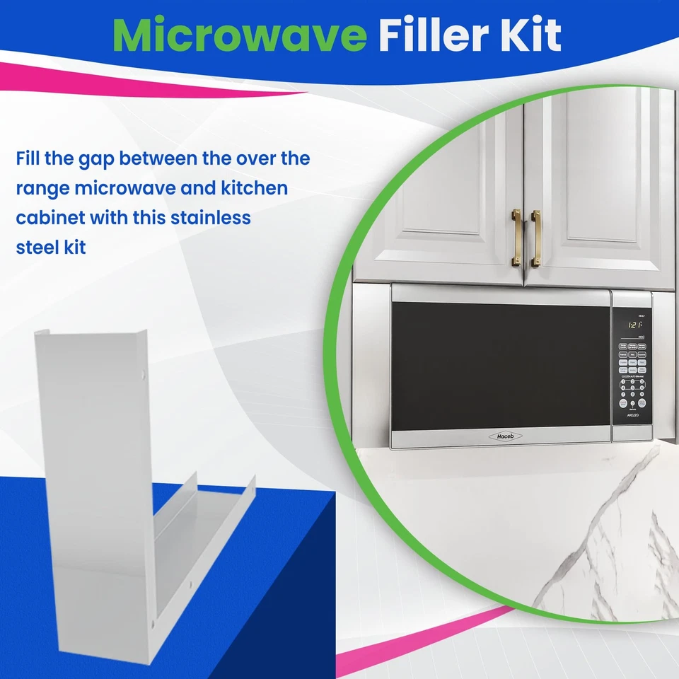 Microwave Filler Kit 2.95”W Stainless Steel Microwave Trim Kit Replaces Whirl... Foto 2 de 4