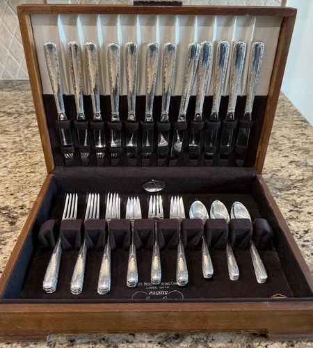 Camellia Sterling Silver Flatware Set – 48 Pieces – Service for 12