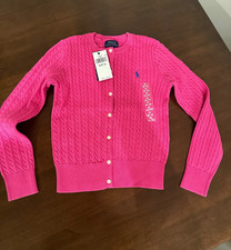 GIRLS POLO RALPH LAUREN MINI CABLE KNIT COTTON CARDIGAN:MODERN PINK:MEDIUM::NWT