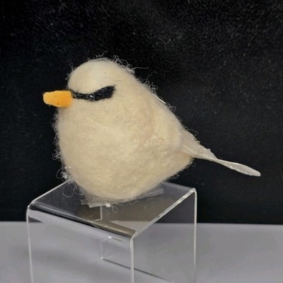 Retired Martha Stewart Felted Wool Bird Ornament Hanging Decoration White 5''
