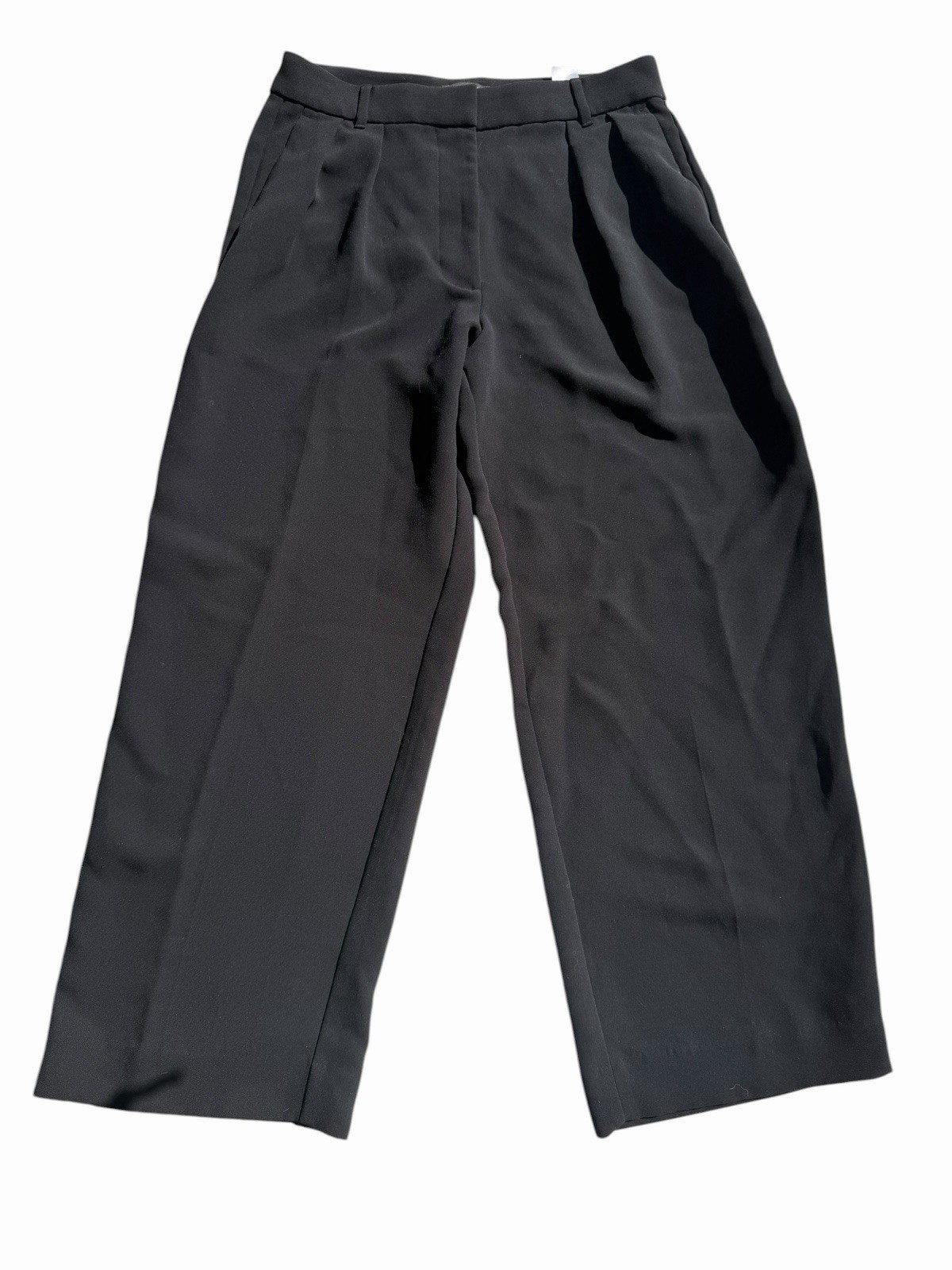 Banana Republic High-Rise Pleated Wide-Leg Trousers Black Office Size 10