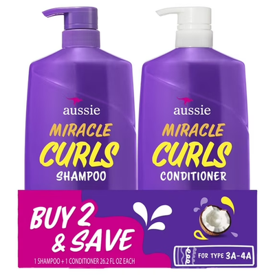#ad Aussie Miracle Curls Shampoo and Conditioner Dual Pack For All Hair Types 26.2 $18.80