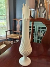 Fenton hobnail milk glass swung pedestal vase