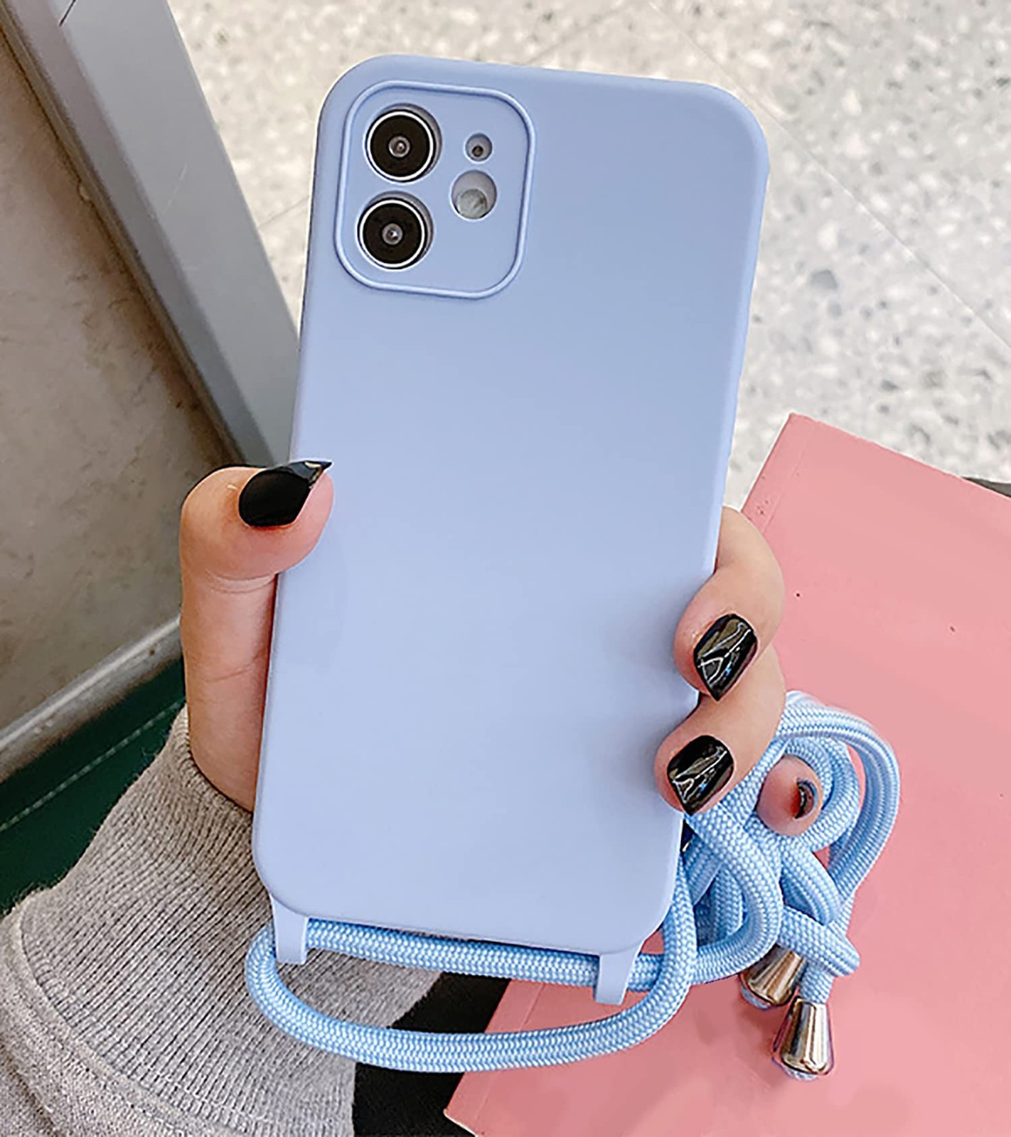 Coque iPhone 15 Pro Max cordon collier silicone transparent protection intégrale 6.7 pouces