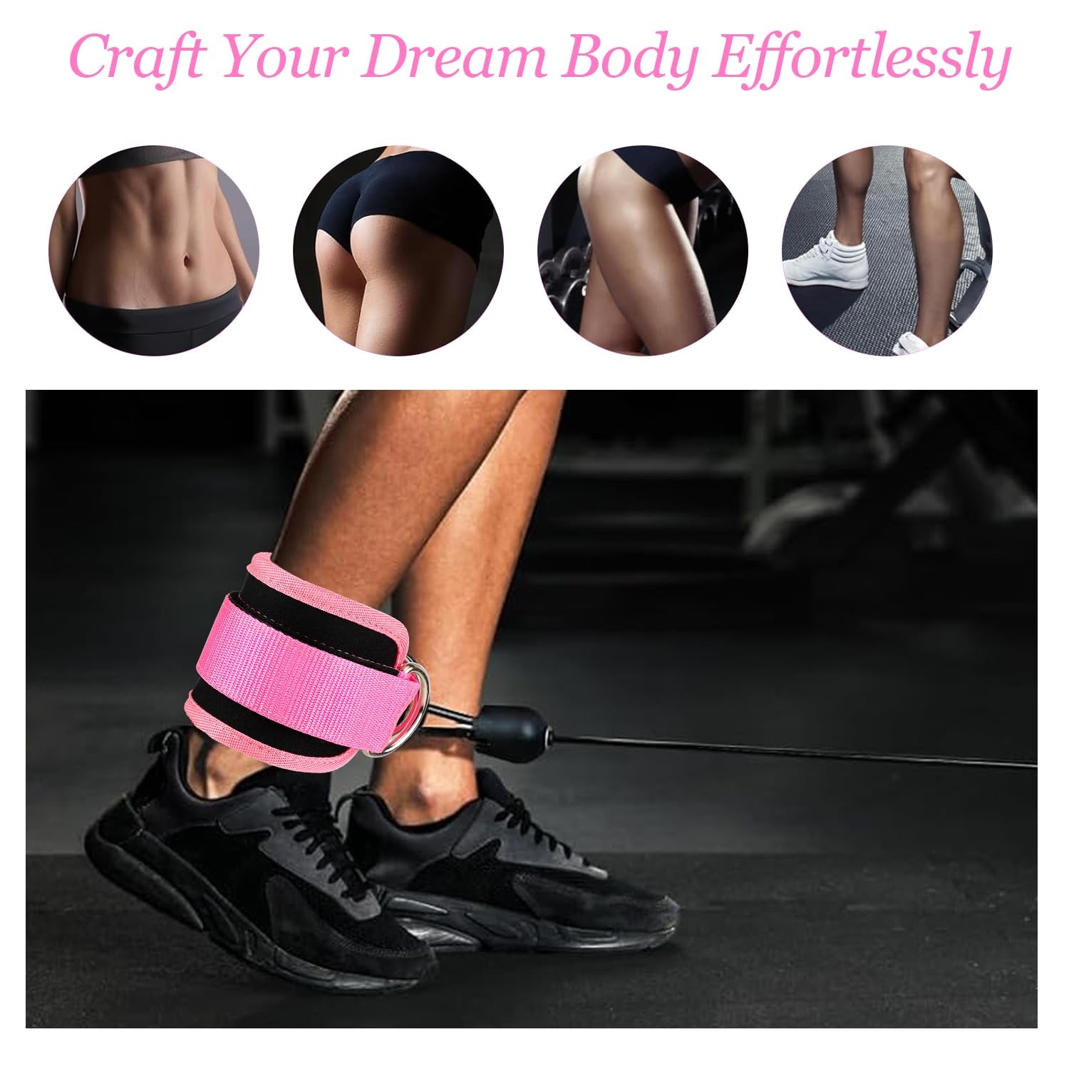 Ankle Straps Cuff Cable Attachment Glute Kickback Workout Leg Extension Gym Red