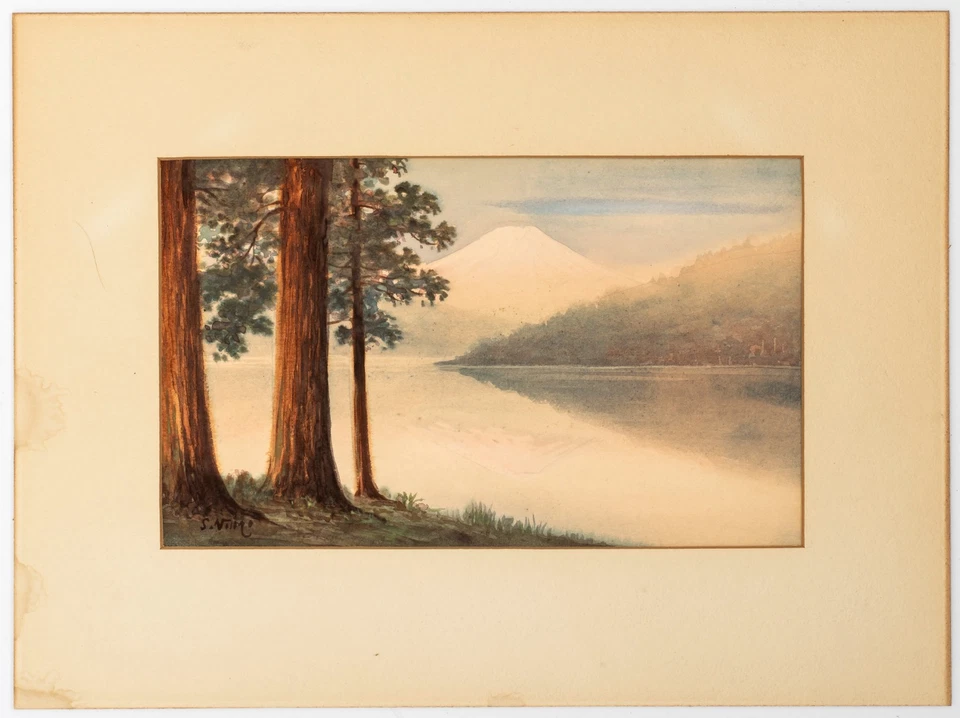 Original Japanese Watercolor, Mt. Fuji, after Yoshida, by S. Niimi, 1930's - Image 2 of 4