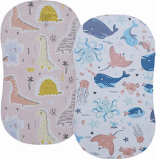 Stretchy Ultra Soft Fitted Bassinet Sheet Set 2 Pack, Universal Fit for Bassinet