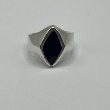 Sterling Silver Black Enamel Ring Size 5.75