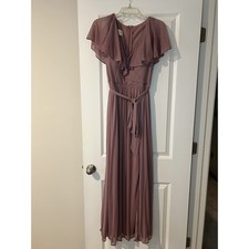 Azazie Dusty Rose Bridesmaid Dress Size A10 A-Line Chiffon