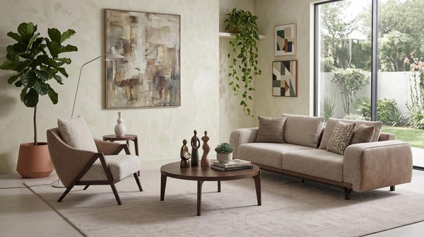 Wohnzimmer Set Sofa Sessel Modern Grau Weich Hochwertig Fein-image