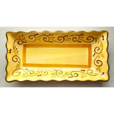 LARGE CERAMIC SERVING DISH-HOMETRENDS-Yellow/Gold-Italian Design-"ITALIAN VILLA"