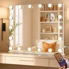 Vanity Mirror with Lights, 23.6" X 20.5" Hollywood Mirror, Light up Makeup Mirro