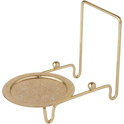 Bard's Ornate Shiny Gold-toned Cup and Saucer Stand, 3'' H x 2.75'' W x 4'' D