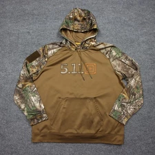 5.11 Tactical Hoodie Mens 2XL Brown Realtree Camo Pullover Zip Sleeve Pocket
