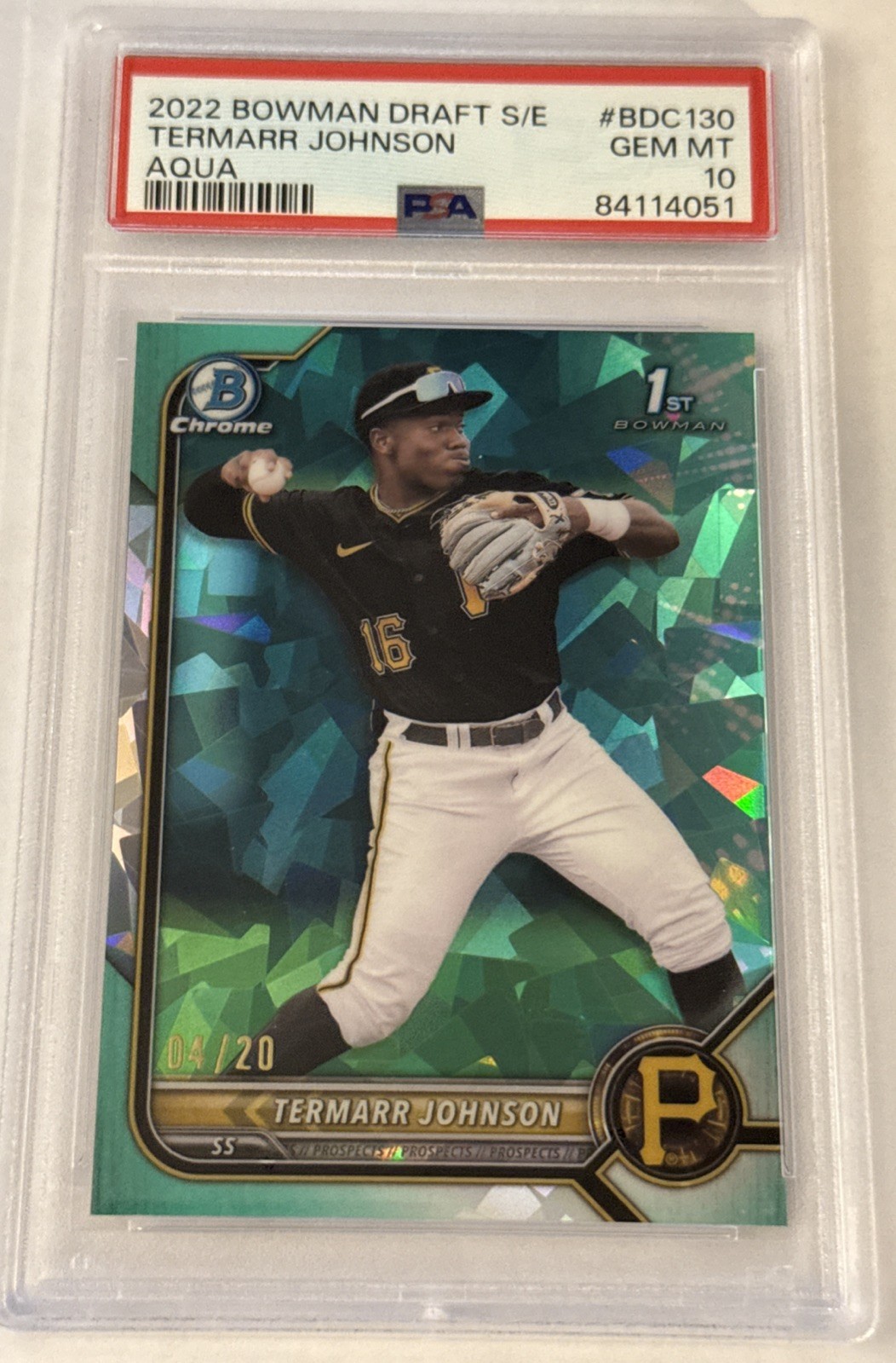 2022 Bowman Draft Sapphire Termarr Johnson Aqua /20 PSA 10 GEM MT