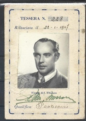 1947 ANCONA CAR RECOGNITION CARD CLUB D'ITALIA