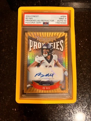 Bo Nix 2024 Finest Prodigies Auto RC Refractor Rookie Autograph PSA 9/10 Auto