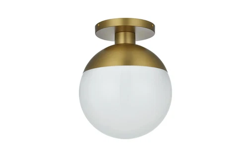 Living District Eclipse 12" Flush Mount Frosted White Shade In Satin Gold - Picture 7 of 9