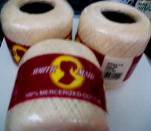 South Maid Cotton Crochet Thread (3) D-54 Color 430 Cream Size 10 350 Yards